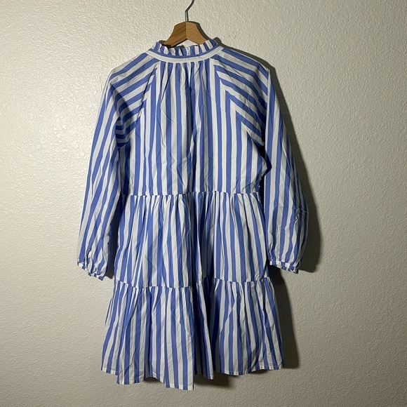 Tiered Popover Dress In Stiped Cotton Poplin - Picture 6 of 8